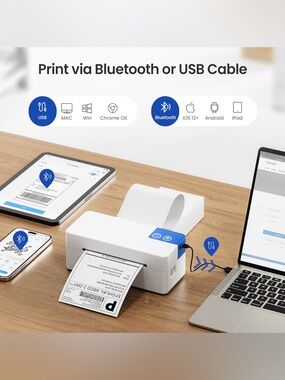 Bluetooth Thermal Shipping Label Printer, 4x6 Portable Thermal Printer